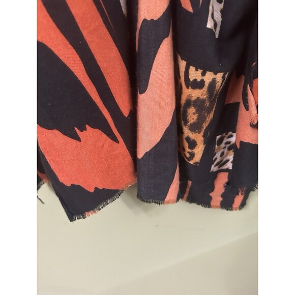 Anthropologie Do Everything In Love Kimono Duster Red Orange Chevron Fringe Open - Picture 6 of 10